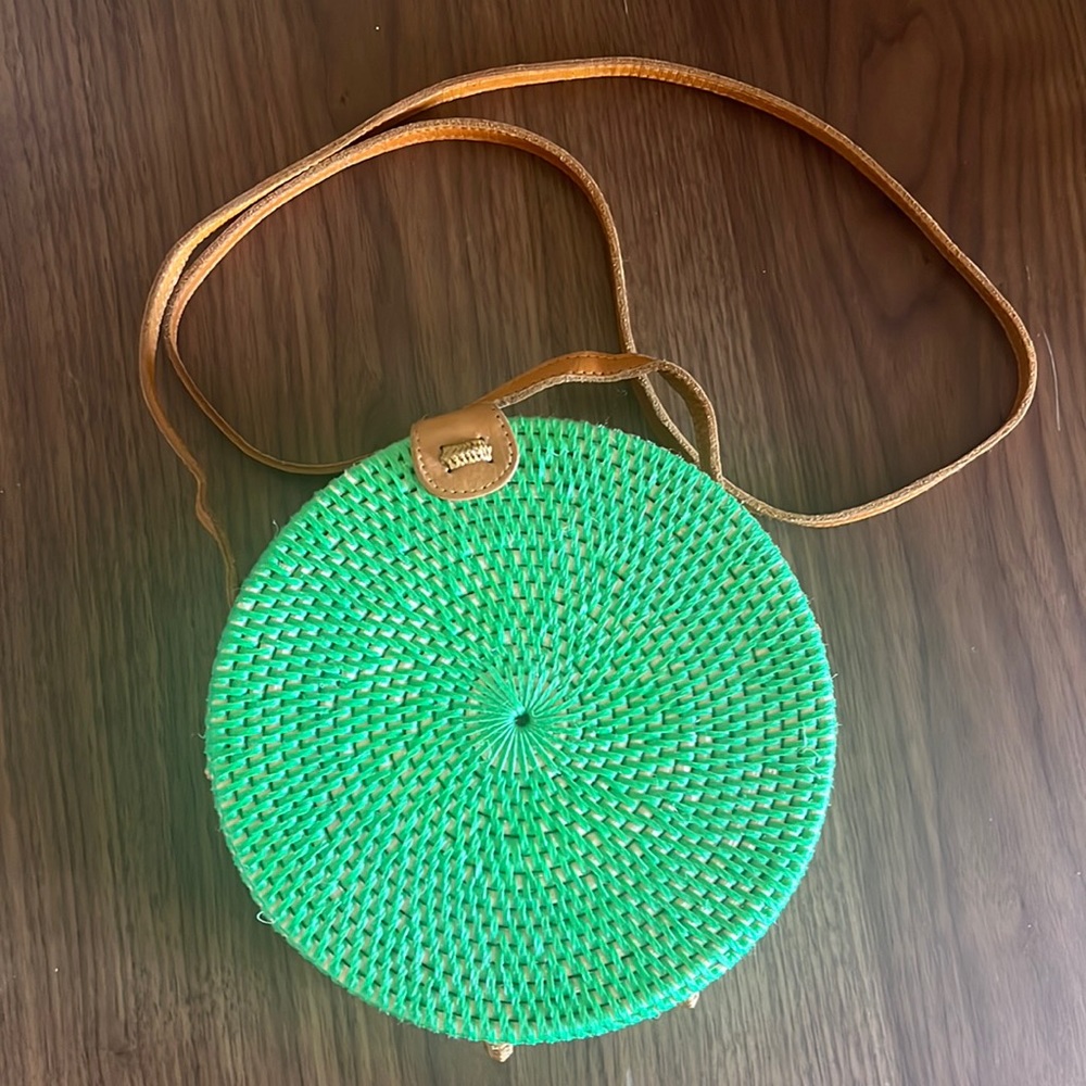 Woven Purse / Green and Palm